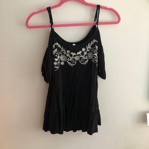 Dropped Shoulder Embroidered Top